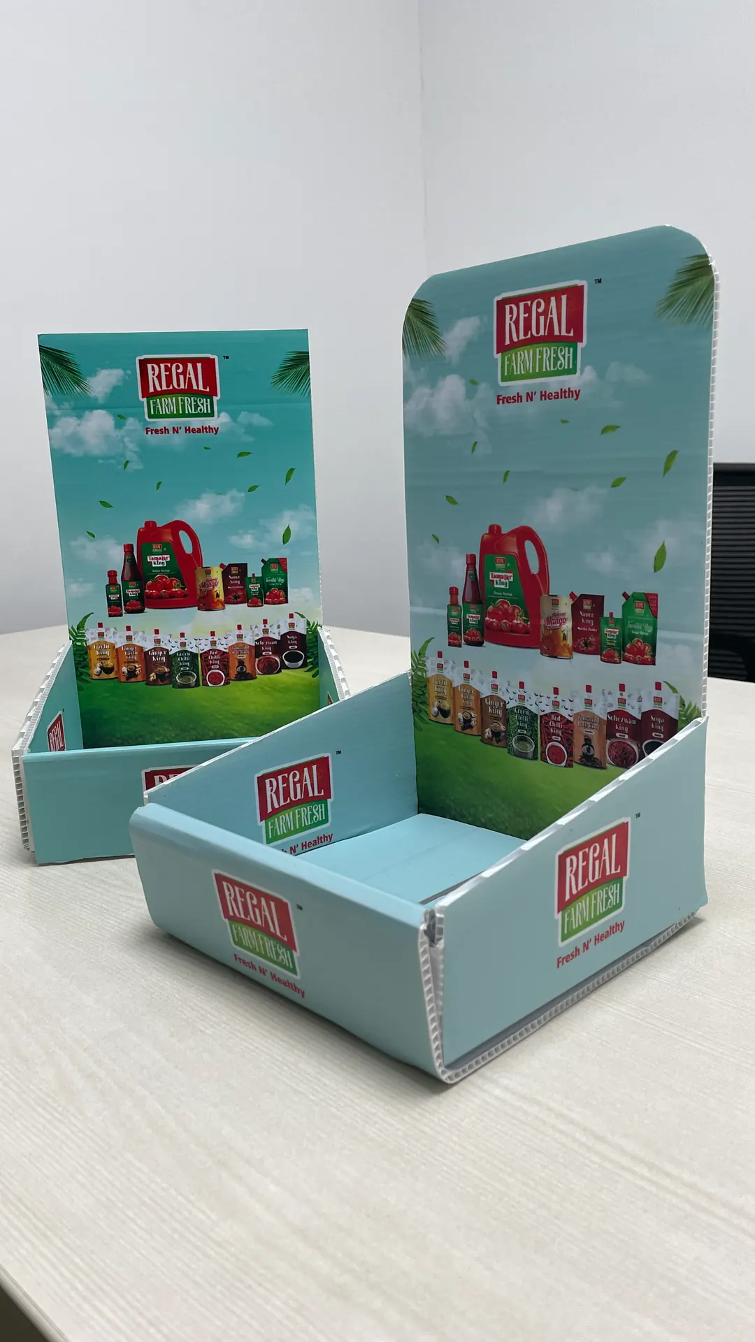 Sunpack product display stand for Regal Farm Fresh