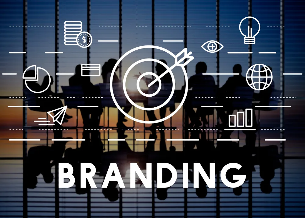 Branding strategy concept with target graphic
